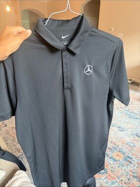 Nike Black Polo with White Mercedes-Benz Logo